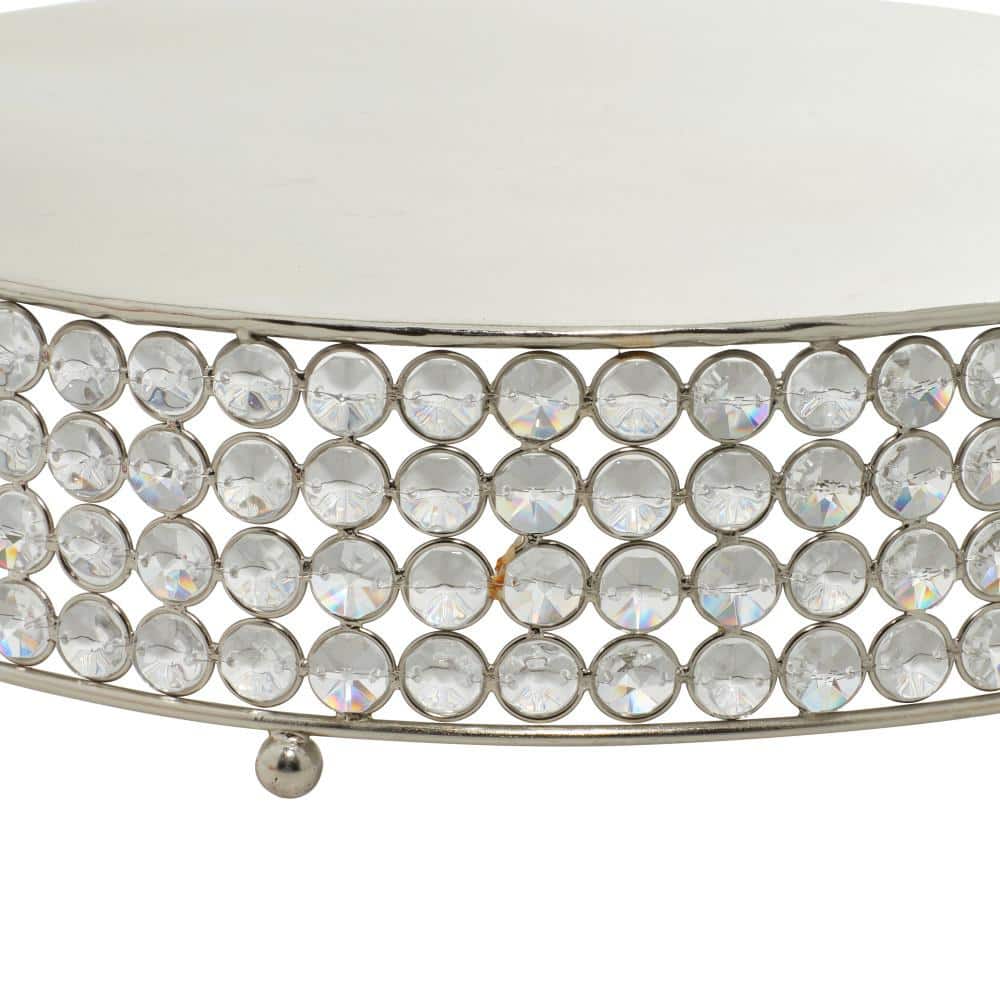 Silver Encrusted Iron Cake Stands with Crystal Beads, Set of 3