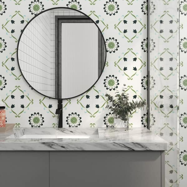 12 in. x 12 in. x 0.06 in. Green Vinyl Peel and Stick Backsplash Tile, Decorative Wall / Floor Tiles (12 sq. ft.)