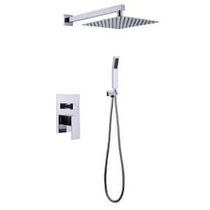 Single Handle 2-Spray 10 in. Shower Faucet 1.8 GPM with High Pressure in. Polished Chrome (Valve Included)