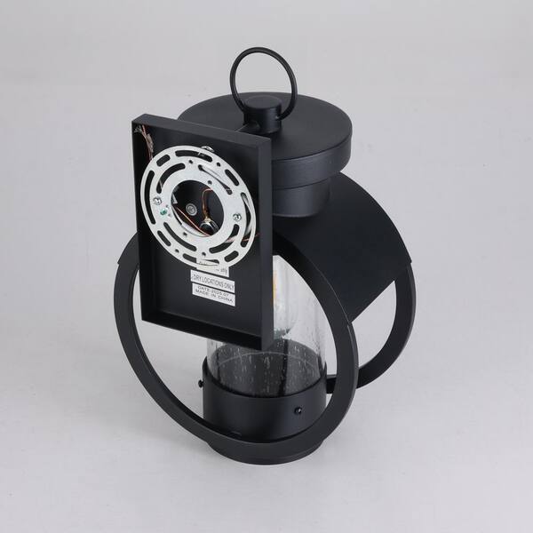 Keazile 6.7 in. 1-Light Frosted Black Vanity Light with Clear