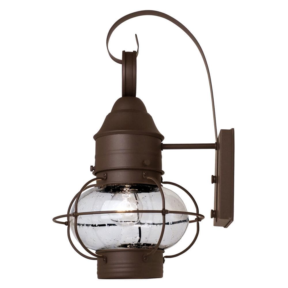 Rustique Bronze 18" Direct Wired Outdoor Lantern in Clear Seedy Glass
