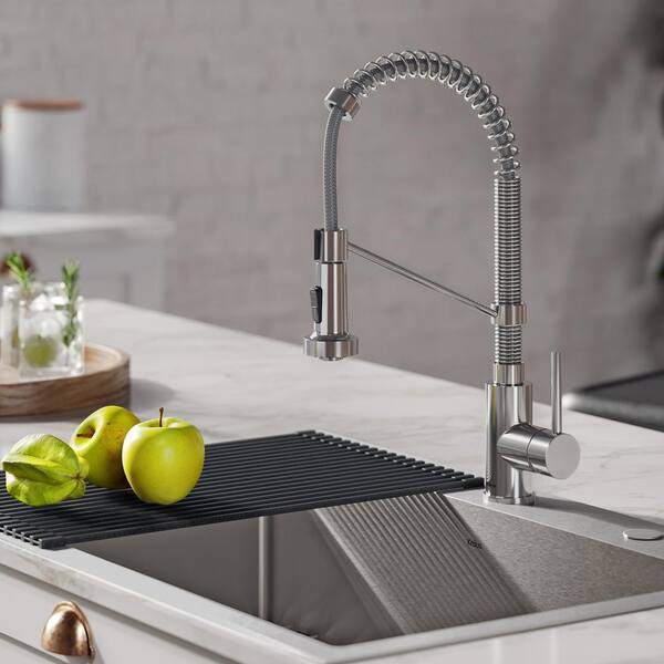 Kraus Loften All In One Dual Mount Drop In Stainless Steel 33in Single Bowl Kitchen Sink With Pull Down Faucet In Chrome Kht410 33 Kpf 1610ch The Home Depot