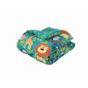 Jungle Safari 5-Pieces Bed In A Bag with Sheet Set, Microfiber, Multi-Color, Twin