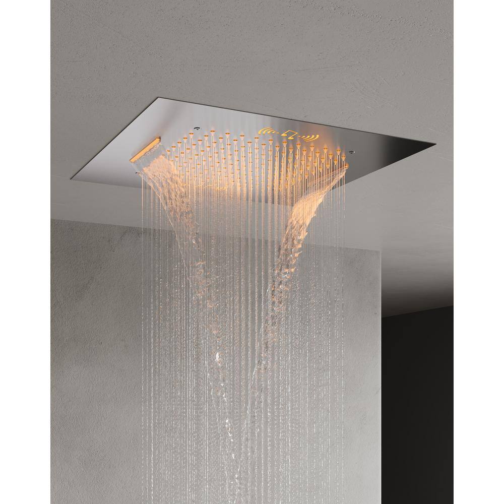 20" Brushed Nickel LED Ceiling Mount Shower System with Bluetooth