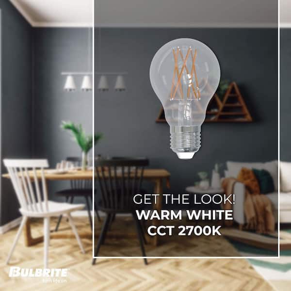 Bulbrite 75-Watt Equivalent A19 Clear Dimmable Edison LED Light Bulb Warm White (2-Pack)