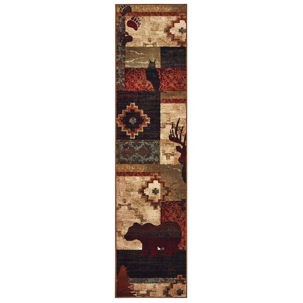 AVERLEY HOME Timberidge Brown/Rust 2 ft. x 8 ft. Lodge Runner Rug