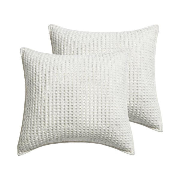 LEVTEX HOME Mills Waffle Cream Solid Cotton 26 in. x 26 in. Euro Sham (Set of 2)