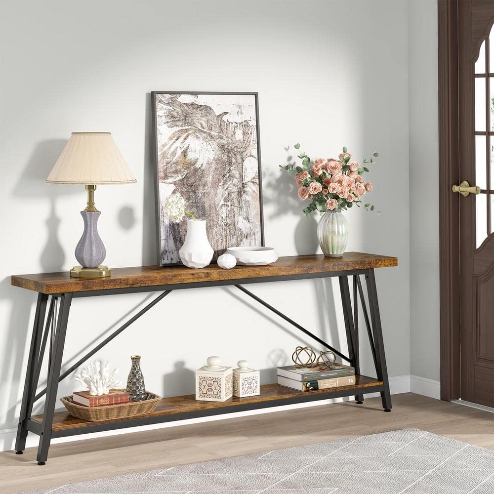  Deco 79 Metal Anchor Console Table with Brown Wood Top, 48 x  15 x 31, Black, LARGE SIZE : Home & Kitchen