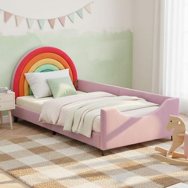 Kayleigh Pink Twin Size Rainbow Upholstered Daybed