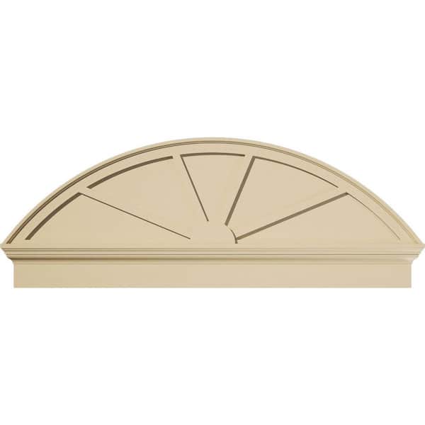 Ekena Millwork 54-in. W x 20-3/8-in. H x 2-3/4-in. P Segment Arch 4 Spoke Signature Urethane Combination Pediment, Primed Tan