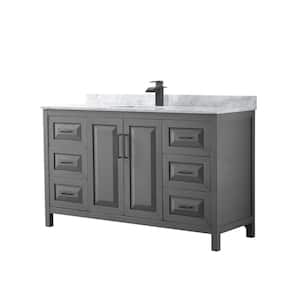 Daria 60 in. W x 22 in. D x 35.75 in. H Single Bath Vanity in Dark Gray with White Carrara Marble Top