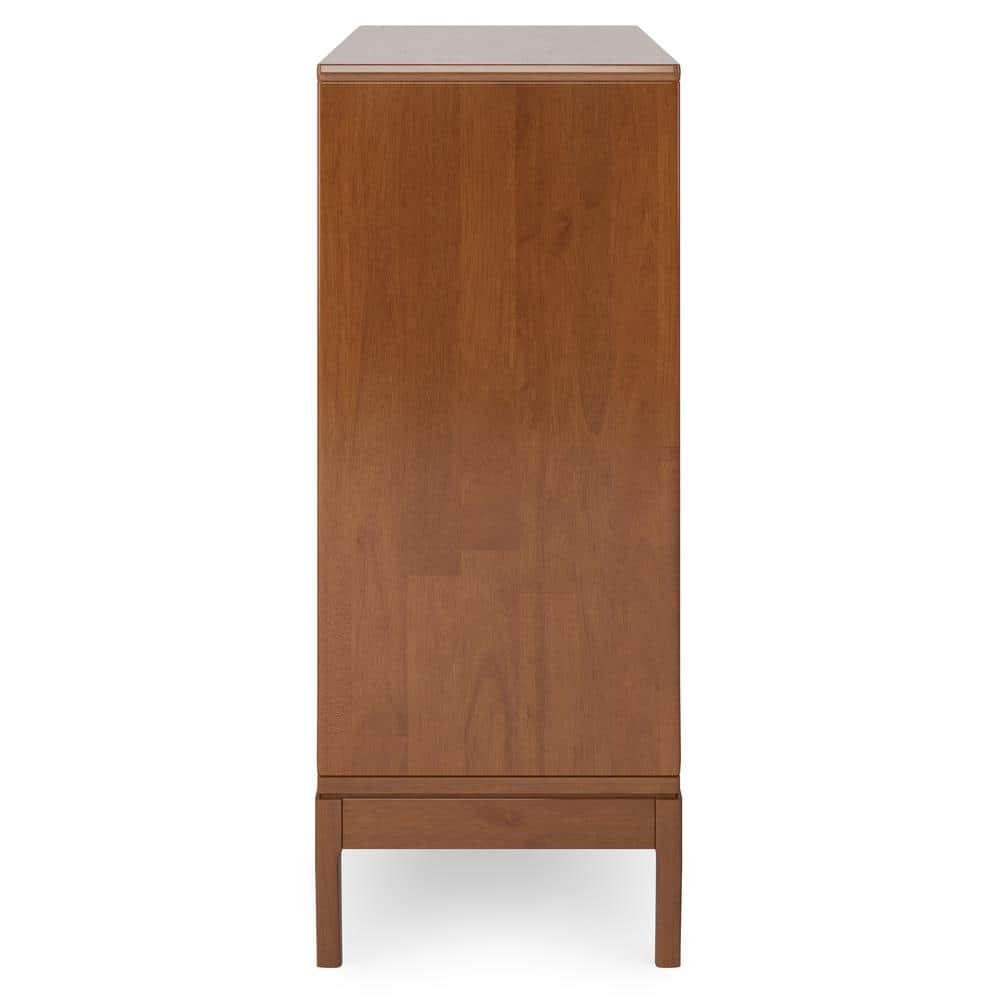 Simpli Home Harper 48"W Solid Wood 2-Shelf Contemporary Medium Storage Cabinet with 3 Drawers