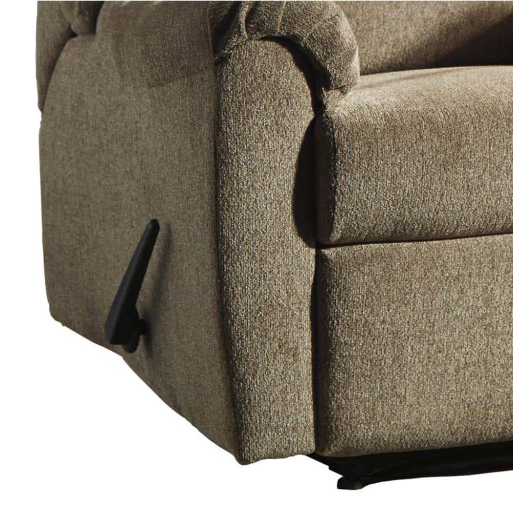 Beige Metal Frame Zero Wall Recliner with Pillow Top Armrests