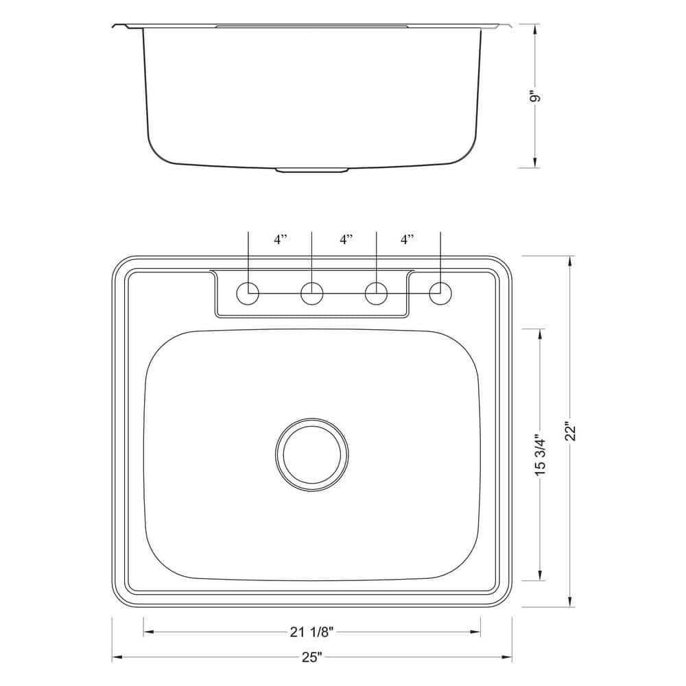 Brushed Stainless Steel Single Bowl Drop-In Kitchen Sink