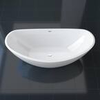 75 in. Acrylic Flatbottom Non-Whirlpool Bathtub in Glossy White with Polished Chrome Drain and Overflow Cover