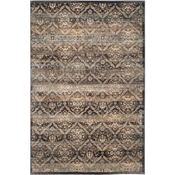 SAFAVIEH Vintage Black/Light Blue 4 ft. x 6 ft. Floral Area Rug