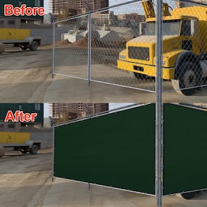 Privacy Fence Screen 3 x 20 ft. Dark Green Customized Outdoor Mesh Panels for Backyard, Construction Site with Zip Ties