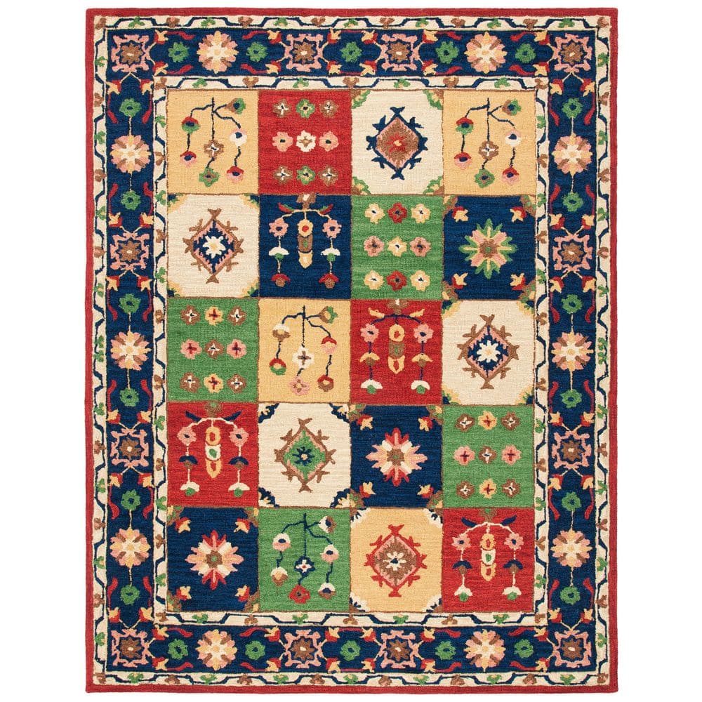 SAFAVIEH Heritage 8 ft. x 10 ft. Green/Red Border Floral Area Rug ...