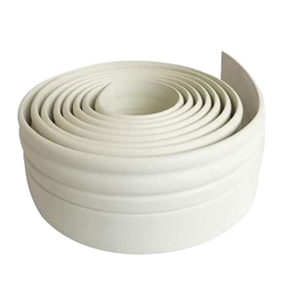 4 in. W x 16.4 ft. L x 0.4 in. D Self-Adhesive PVC Flexible Baseboard Moulding Trim, Wall Base, White (Sold by Piece)