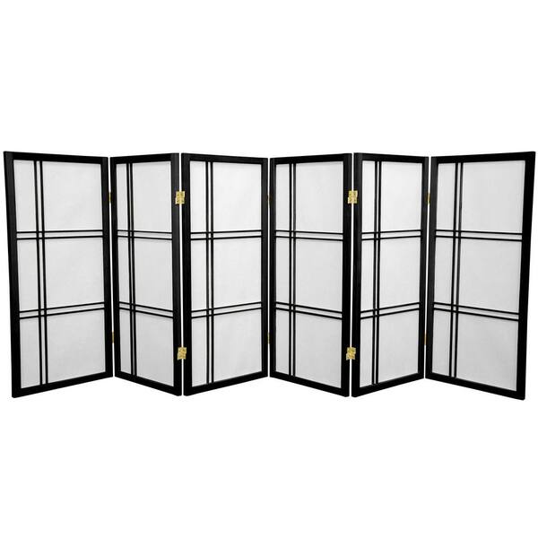 Oriental Furniture 3 ft. Black 6-Panel Room Divider