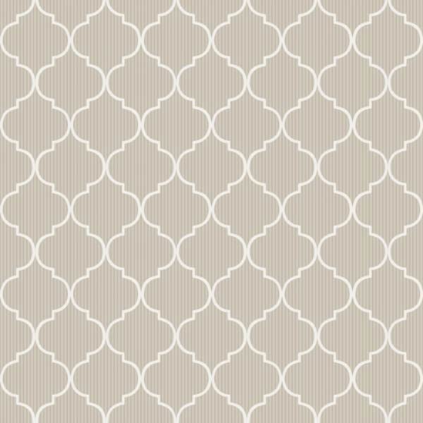 Unbranded Thin Stripe Quatrefoil Beige/White Matte Finish EcoDeco Material Paper Non-Pasted Wallpaper Roll