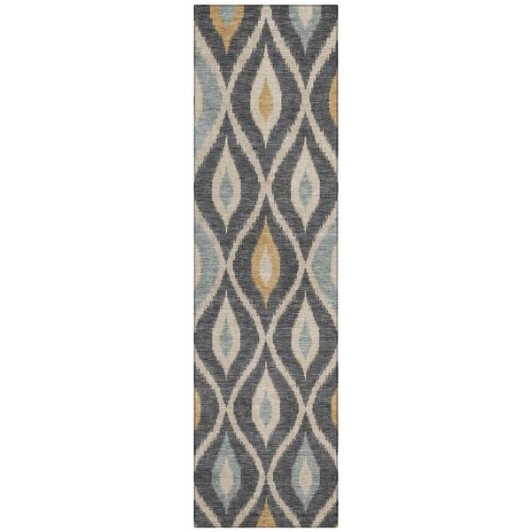 Chantille Machine Washable Indoor/Outdoor Abstract ACN3121 Charcoal 2 ft. x 7 ft. Runner Rug