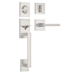 CozyBlock Arch Lever, Brushed Nickel Single Door Handleset w/Single Cylinder Deadbolt, Adjustable Entry Door Lock Set