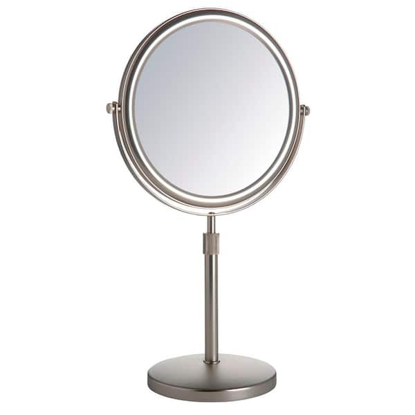 Jerdon 9" Diameter 5X-1X Table Top Makeup Mirror, Nickel