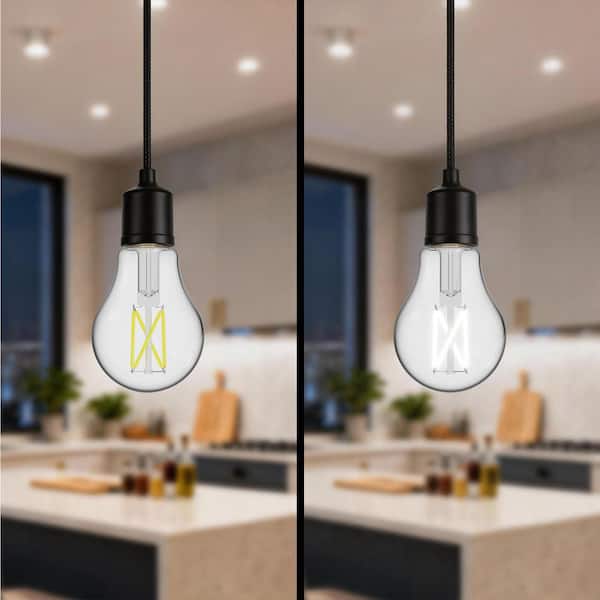 60-Watt Equivalent A19 Dimmable Clear Glass Filament LED Light Bulb 3000K (4-Pack)