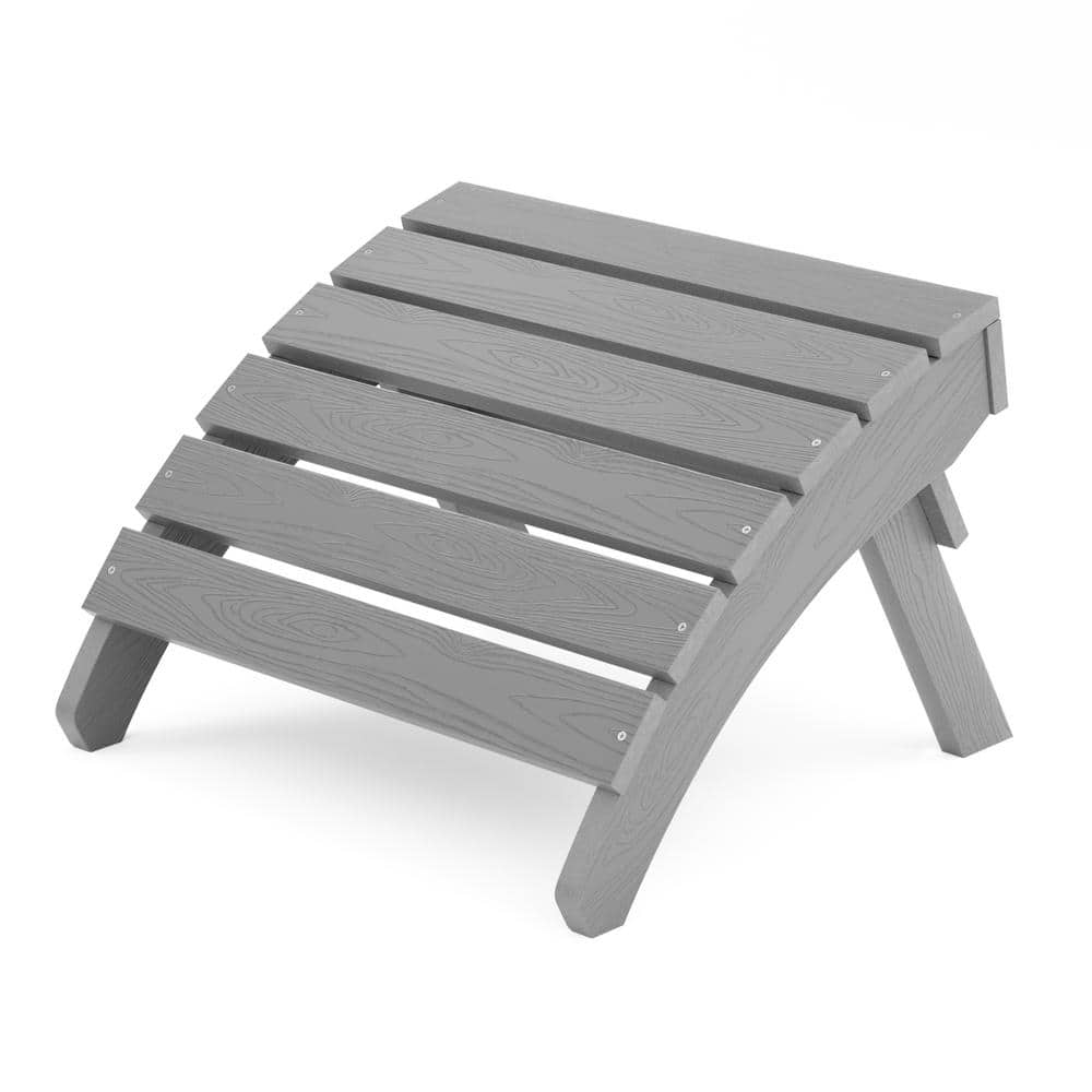 Mximu Grey Plastic Outdoor Folding Adirondack Ottoman FJJ1319 - The Home Depot