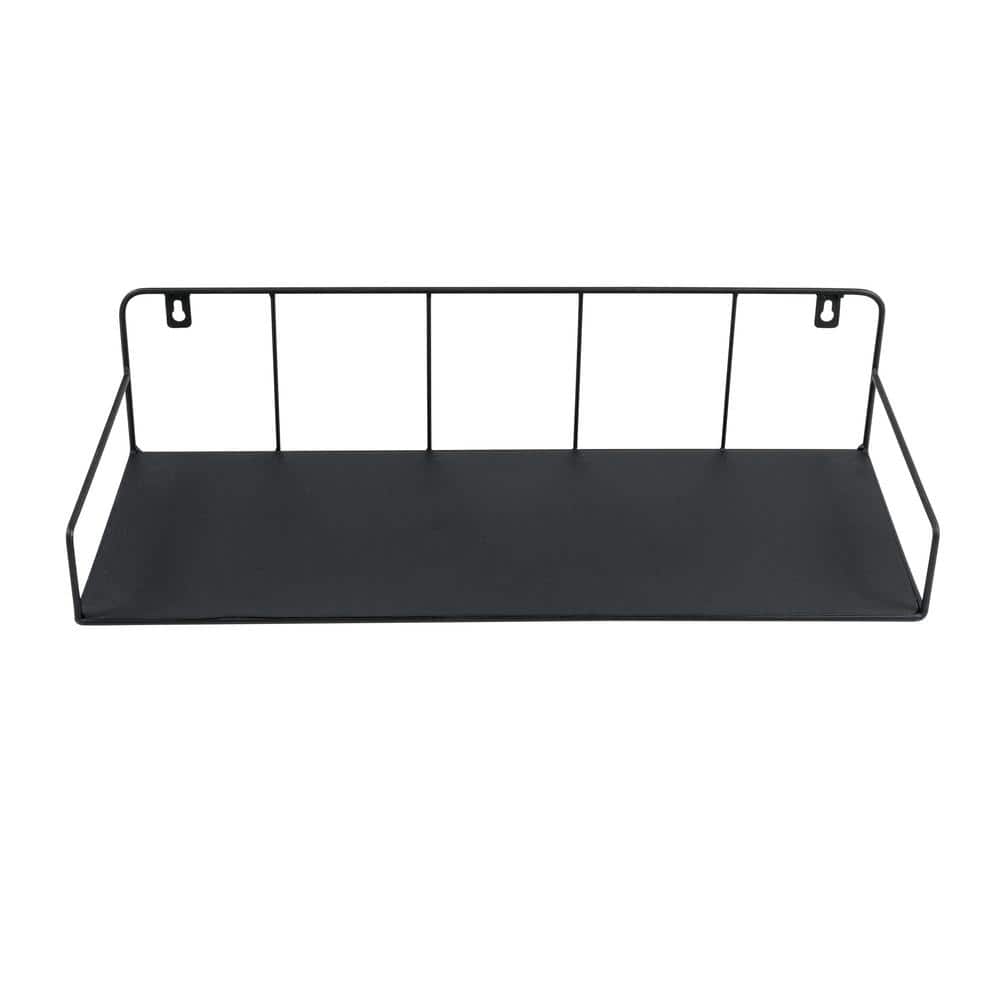 Curved Edge 24" Black Steel Floating Wall Shelf