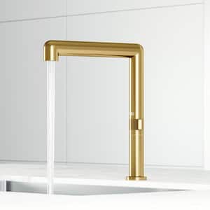Jewel 11 in. H Single Handle Kitchen Bar Faucet in Matte Brushed Gold
