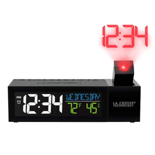 La Crosse Technology Pop-Up Bar Projection Electric Alarm Clock with USB Charging Port