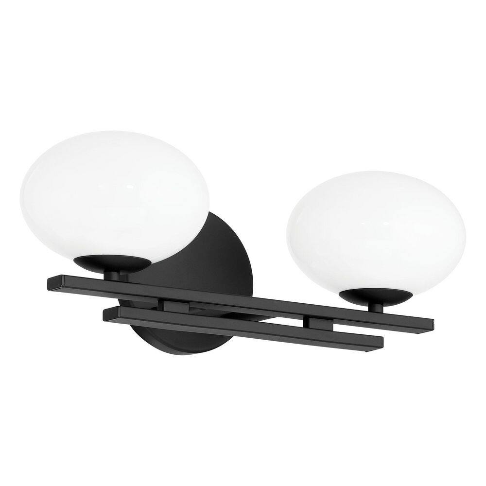 Julep 16-in. 2-light Matte Black Vanity Light with Opal Glass Shades price history on PriceWatchPro