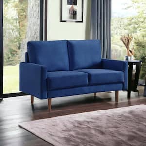 OS Home and Office Furniture Modern 57 in. Blue Solid Velvet Polyester ...