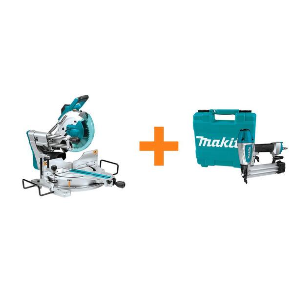 15 Amp 10 in. Dual Bevel Sliding Compound Miter Saw with Laser with Bonus Pneumatic 2 in. 18-Gauge Brad Nailer 15 Amp 10 in. Dual Bevel Sliding Compound Miter Saw with Laser with Bonus Pneumatic 2 in. 18-Gauge Brad Nailer