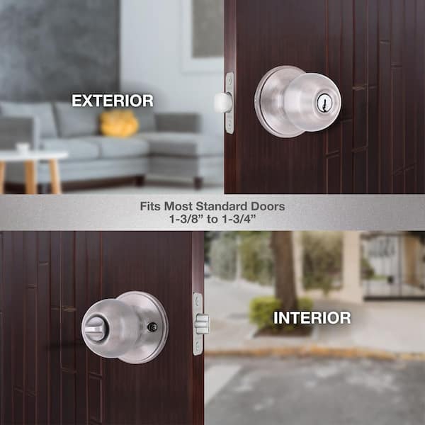 Ball Satin Nickel Keyed Entry Door Knob