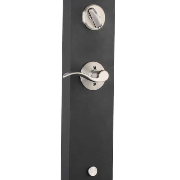 Schlage F60 V PLY 619 FLA Plymouth Front Entry Handleset with Flair Lever,  Deadbolt Keyed 1 Side, Satin Nickel - Door Handles 