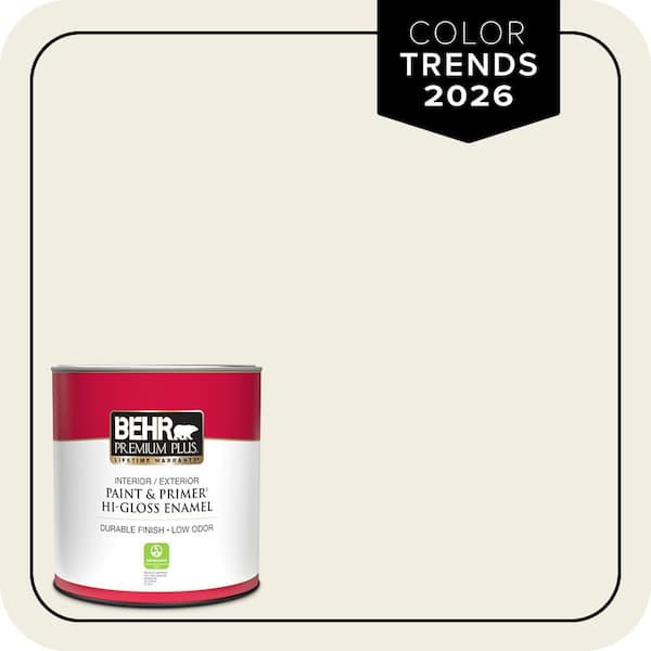 BEHR PREMIUM PLUS 1 qt. Designer Collection #DC-003 Blank Canvas Hi-Gloss Enamel Interior/Exterior Paint & Primer