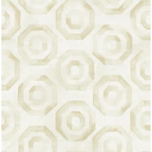 Faravel Ivory and Metallic Gold Geo Paper Strippable Roll (Covers 56.05 sq. ft.)