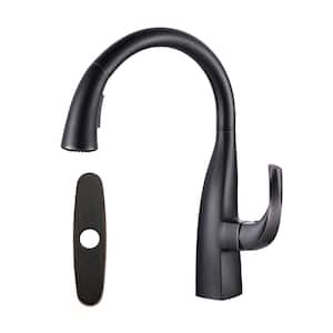 Modern Single Handle High Arc Sink Pull Down Sprayer Kitchen Faucet With Supply Line in Oil Rubbed Bronze