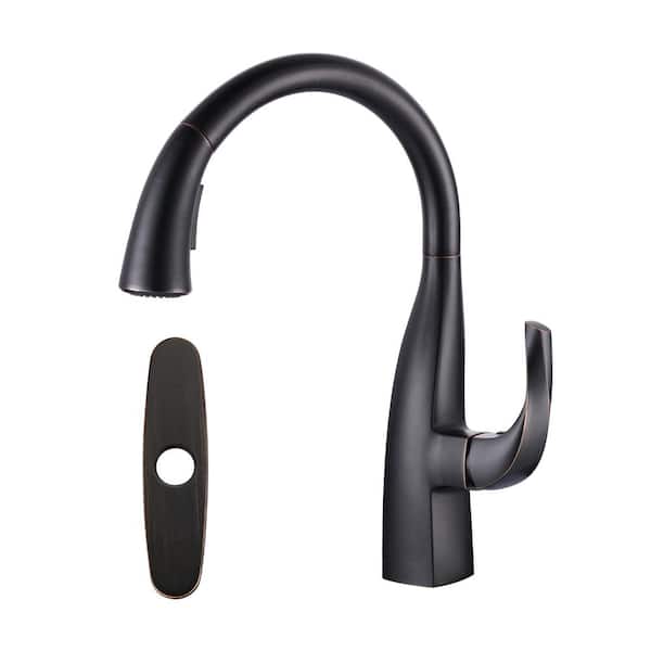 ARCORA Modern Single Handle High Arc Sink Pull Down Sprayer Kitchen Faucet With Supply Line in Oil Rubbed Bronze
