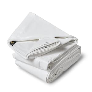 TarpsNow 12 ft. x 40 ft. White 12 Mil Heavy Duty Poly Tarp with