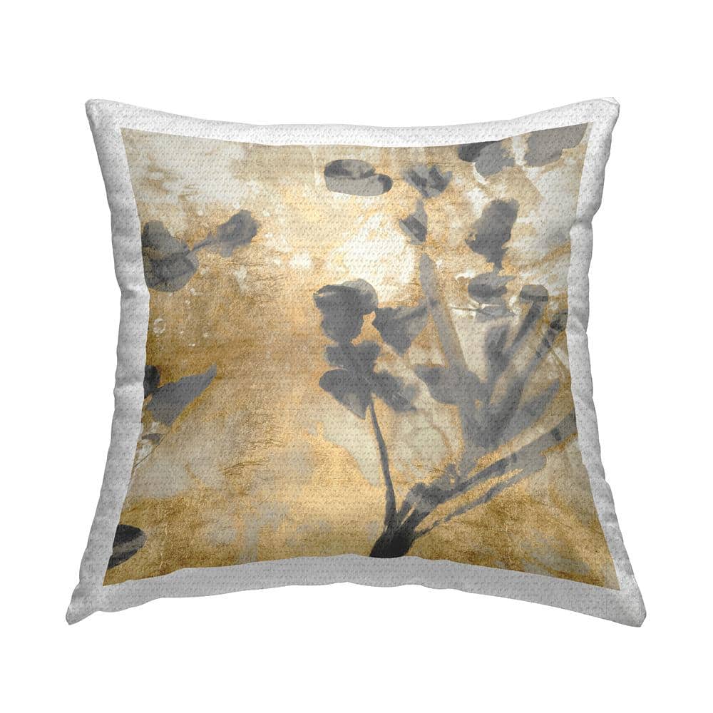 Contemporary Floral Sprigs Glam Gold Square Outdoor Throw Pillow price history on PriceWatchPro