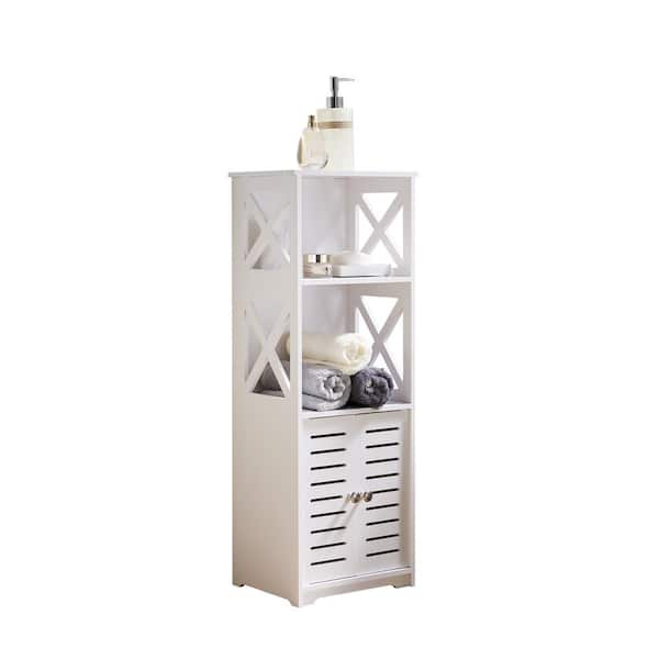 Signature Home SignatureHome Swanford White Finish 31" In. H Bathroom Storage Cabinet with 2 Doors and 2 Shelves. (12Lx9Wx31H)