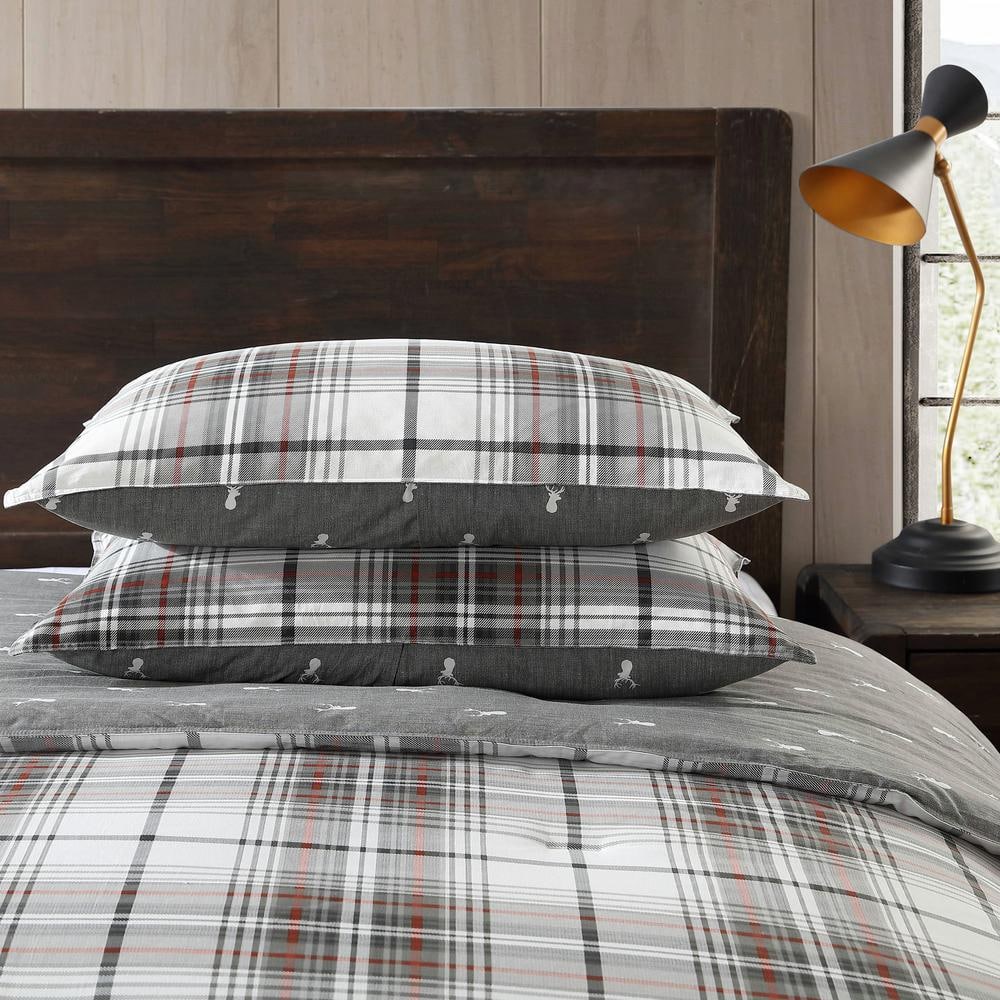 King Gray Cotton Reversible Down Alternative Comforter Set