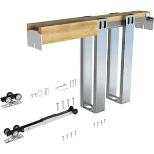 Single Pack 36 x 80 in. Pine Wood and Galvanized Steel Pocket Door Frame Kit with Soft Close Mechanism