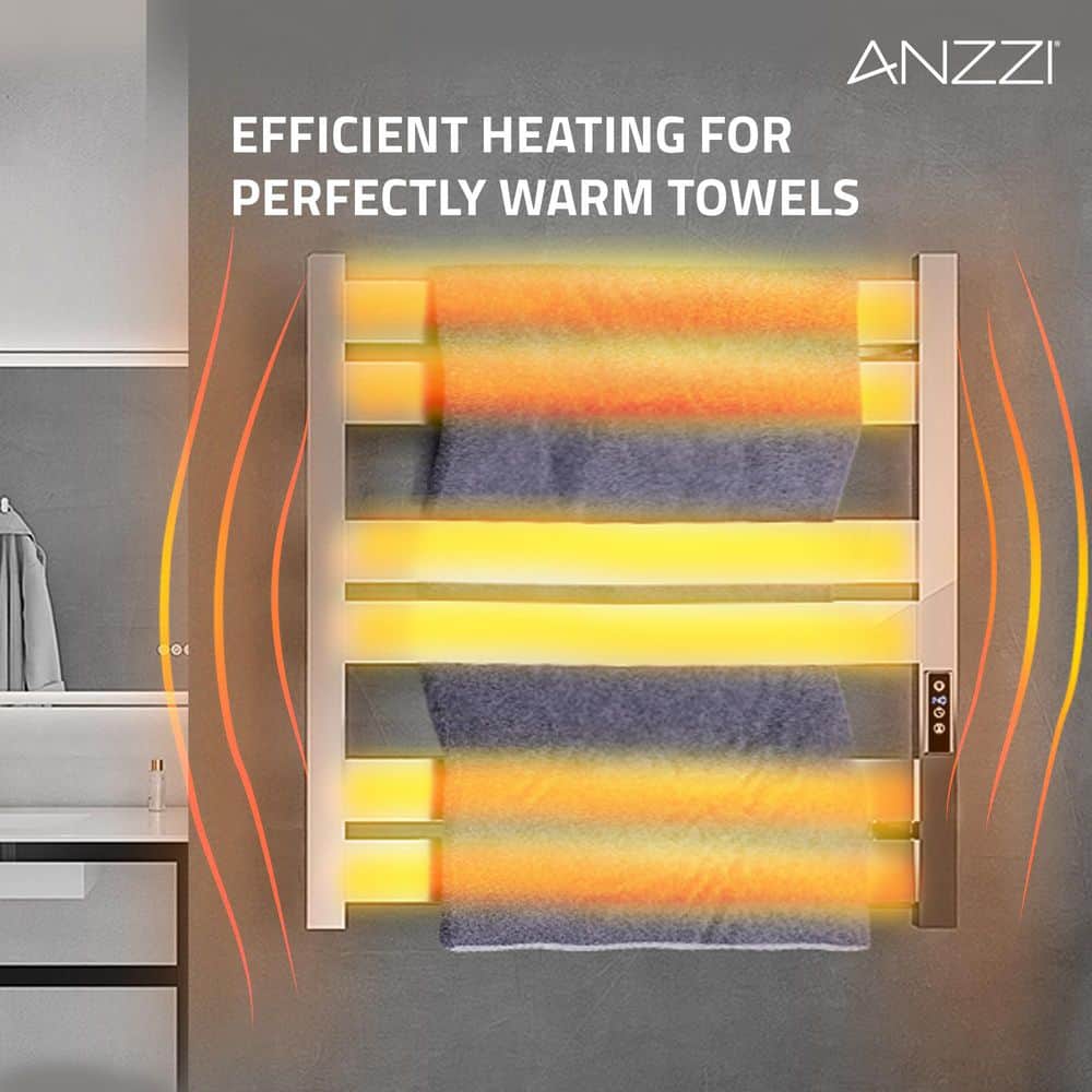 Polished Chrome 6-Bar Stainless Steel Wall Mounted Towel Warmer