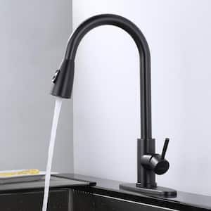 Single Handle Pull Out Sprayer Kitchen Faucet Included Deckplate in Grey