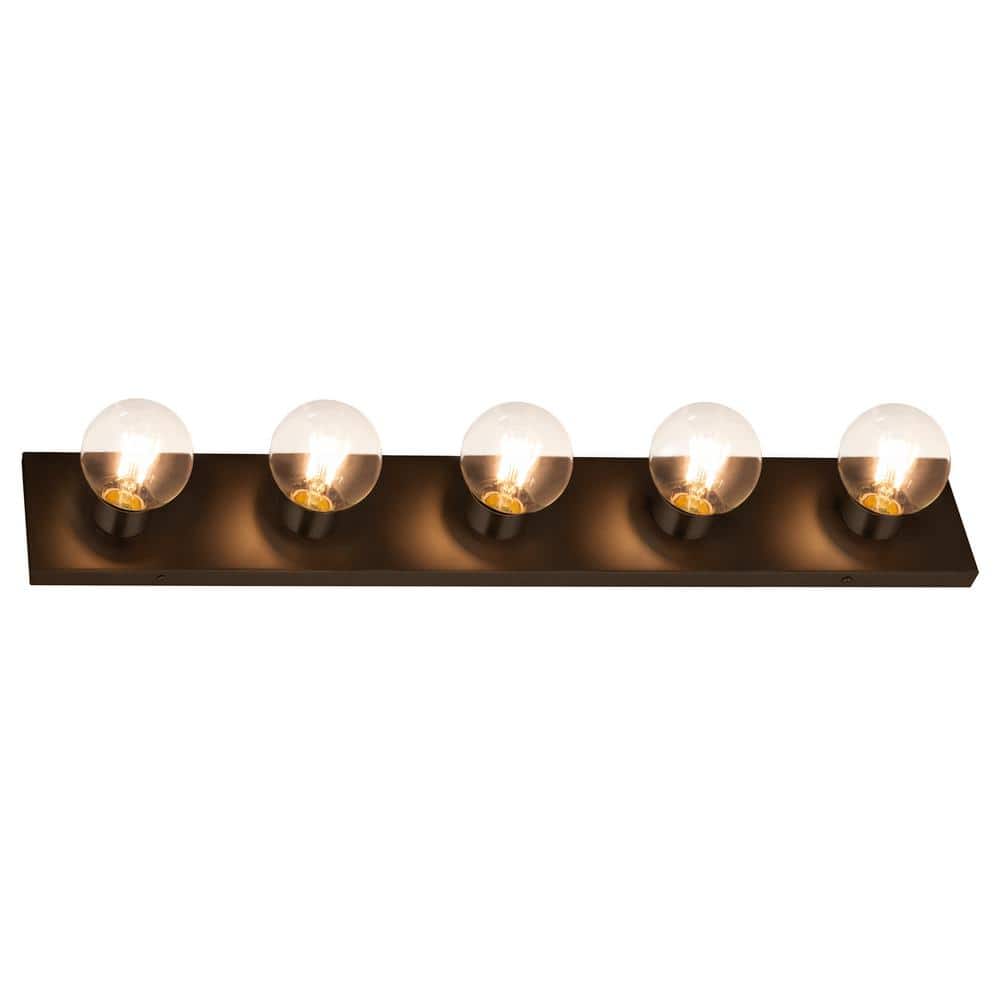 Matte Black 5-Light Dimmable Vanity Strip Light